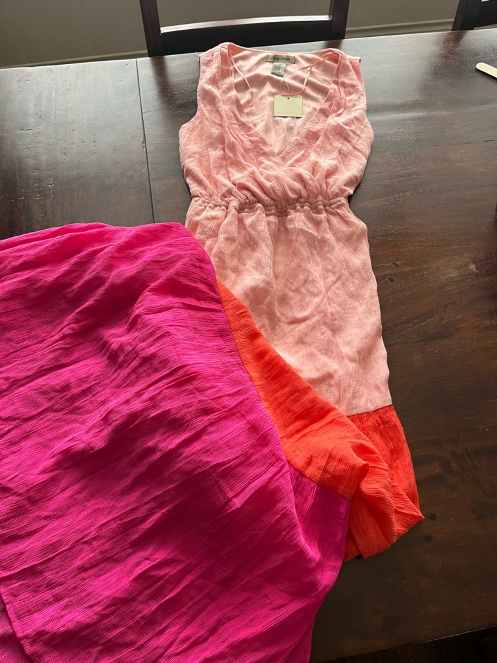 Flying Tomato Pink, Coral and Fuchsia Colorblock Sundress